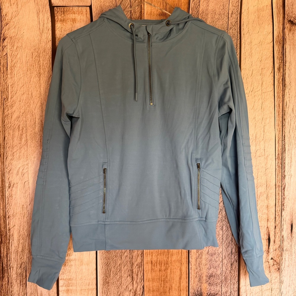 Athleta Venice Moto‎ Hoodie Blue Moto Style Athleisure Activewear Studio Yoga XS